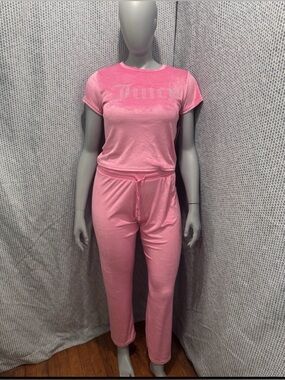 Juicy Couture Pink Logo Short Sleeve Pajama Set - Soft Pink